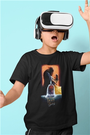 Beauty and the Beast Siyah Unisex Çocuk Tişört