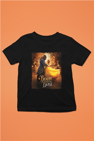 Beauty and the Beast Siyah Unisex Çocuk Tişört