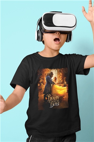 Beauty and the Beast Siyah Unisex Çocuk Tişört