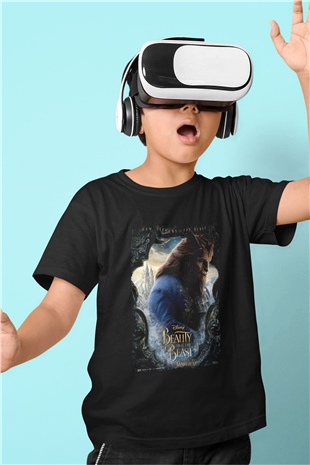 Beauty and the Beast Siyah Unisex Çocuk Tişört