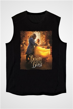 Beauty and the Beast Siyah Unisex Kolsuz Tişört