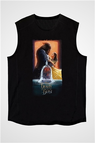 Beauty and the Beast Siyah Unisex Kolsuz Tişört