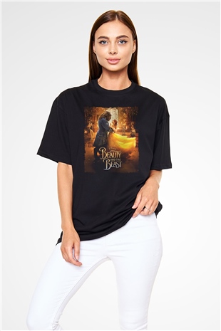 Beauty and the Beast Siyah Oversize Tişört Oversize T-shirt