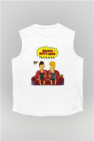 Beavis and Butt-head Beyaz Unisex Kolsuz Tişört