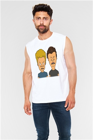 Beavis and Butt-head Beyaz Unisex Kolsuz Tişört