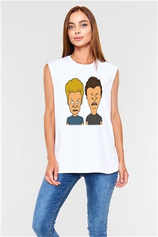 Beavis and Butt-head Beyaz Unisex Kolsuz Tişört