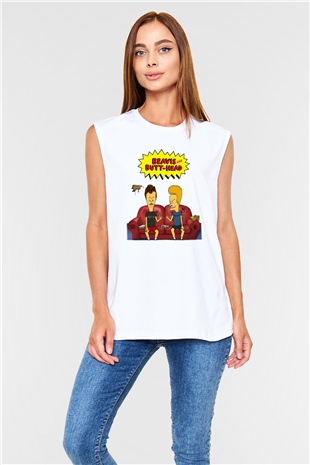 Beavis and Butt-head Beyaz Unisex Kolsuz Tişört