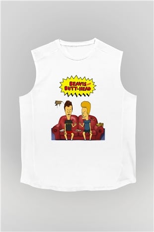 Beavis and Butt-head Beyaz Unisex Kolsuz Tişört