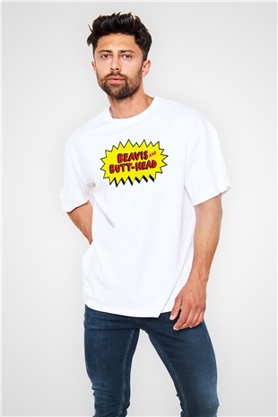 Beavis and Butt-head Beyaz Unisex Oversize Tişört T-Shirt