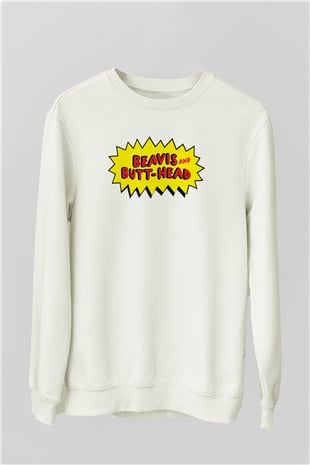 Beavis and Butt-head Beyaz Unisex Sweatshirt