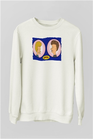 Beavis and Butt-head Beyaz Unisex Sweatshirt