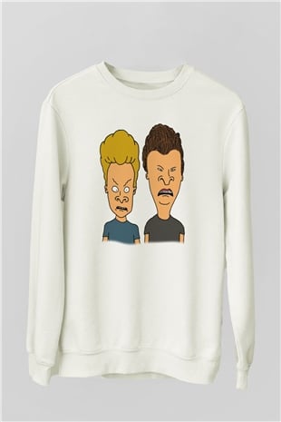 Beavis and Butt-head Beyaz Unisex Sweatshirt