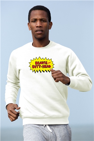 Beavis and Butt-head Beyaz Unisex Sweatshirt