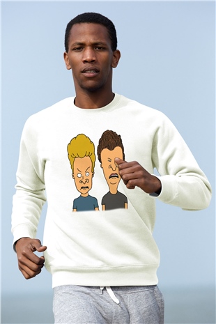 Beavis and Butt-head Beyaz Unisex Sweatshirt