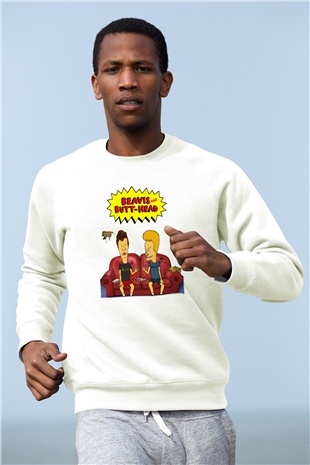 Beavis and Butt-head Beyaz Unisex Sweatshirt