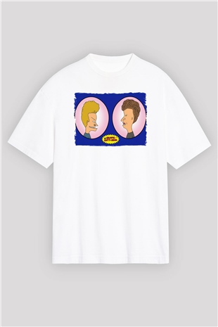 Beavis and Butt-head Beyaz Oversize Tişört Oversize T-shirt