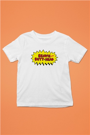 Beavis and Butthead Baskılı Beyaz Unisex Çocuk Tişört