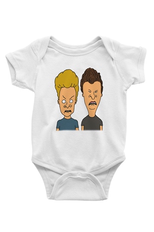 Beavis and Butthead Baskılı Beyaz Unisex Bebek Body - Zıbın