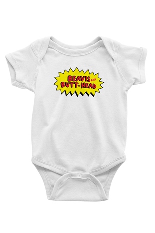 Beavis and Butthead Baskılı Beyaz Unisex Bebek Body - Zıbın
