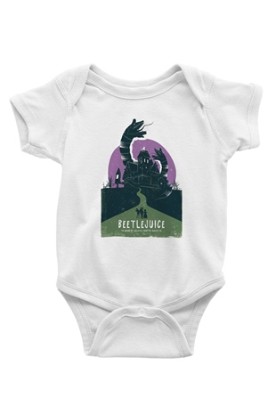 Beetlejuice Beterböcek Baskılı Beyaz Unisex Bebek Body - Zıbın