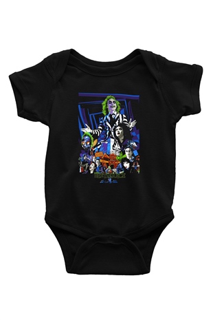 Beetlejuice Beterböcek Baskılı Siyah Bebek Body - Zıbın