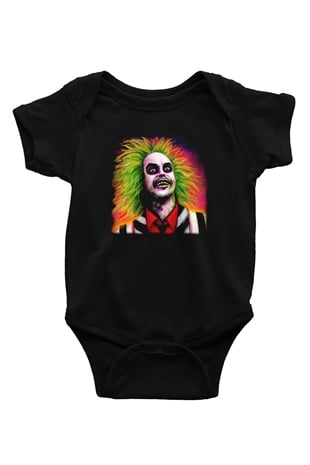 Beetlejuice Beterböcek Baskılı Siyah Bebek Body - Zıbın