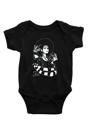 Beetlejuice Beterböcek Baskılı Siyah Bebek Body - Zıbın