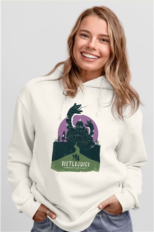 Beetlejuice Beterböcek Beyaz Unisex Kapşonlu Sweatshirt
