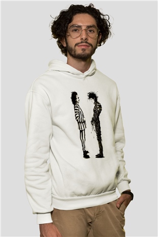 Beetlejuice Beterböcek Beyaz Unisex Kapşonlu Sweatshirt
