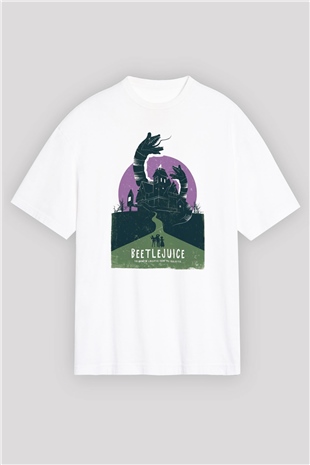 Beetlejuice Beterböcek Beyaz Unisex Oversize Tişört