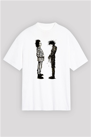 Beetlejuice Beterböcek Beyaz Unisex Oversize Tişört