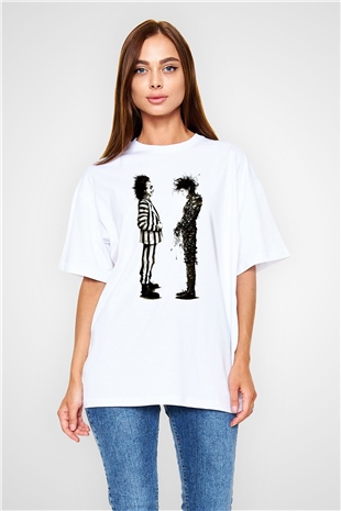 Beetlejuice Beterböcek Beyaz Unisex Oversize Tişört