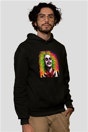 Beetlejuice Beterböcek Siyah Unisex Kapüşonlu Sweatshirt