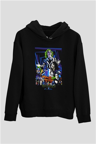Beetlejuice Beterböcek Siyah Unisex Kapüşonlu Sweatshirt