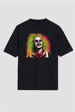 Beetlejuice Beterböcek Siyah Unisex Oversize Tişört