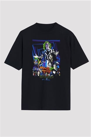 Beetlejuice Beterböcek Siyah Unisex Oversize Tişört