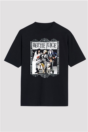 Beetlejuice Beterböcek Siyah Oversize Tişört