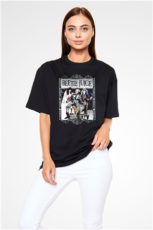 Beetlejuice Beterböcek Siyah Oversize Tişört