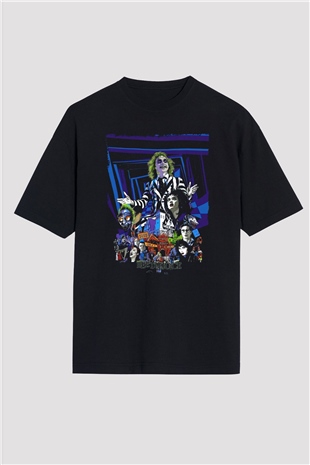 Beetlejuice Beterböcek Siyah Oversize Tişört