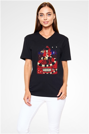 Beetlejuice Beterböcek Siyah Unisex V Yaka Tişört