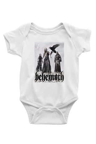 Behemoth Baskılı Beyaz Unisex Bebek Body - Zıbın