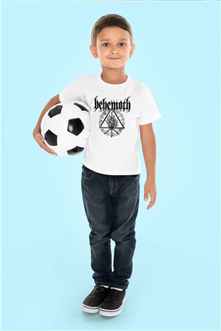 Behemoth Baskılı Beyaz Unisex Çocuk Tişört