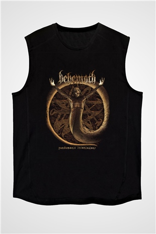 Behemoth Baskılı Unisex Siyah Kolsuz Tişört