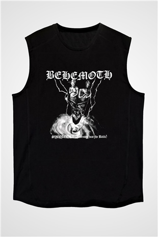 Behemoth Baskılı Unisex Siyah Kolsuz Tişört