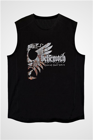 Behemoth Baskılı Unisex Siyah Kolsuz Tişört