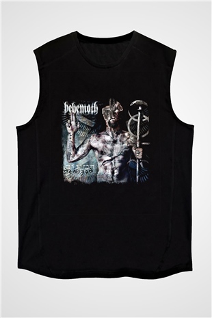 Behemoth Baskılı Unisex Siyah Kolsuz Tişört