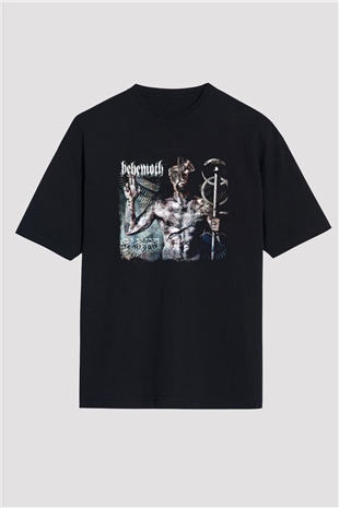 Behemoth Baskılı Unisex Siyah Oversize Tişört