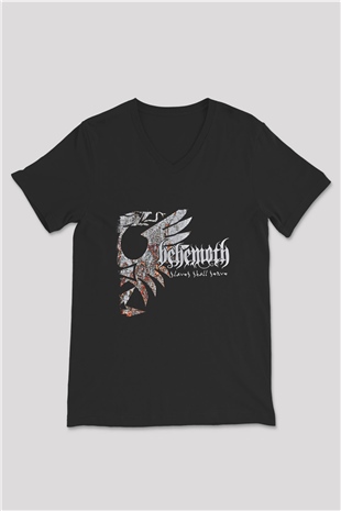 Behemoth Baskılı Unisex Siyah V Yaka Tişört
