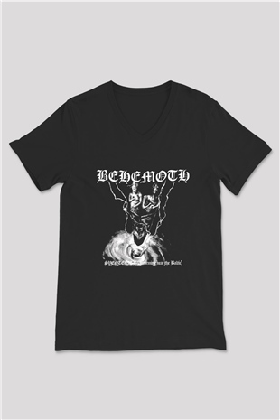 Behemoth Baskılı Unisex Siyah V Yaka Tişört