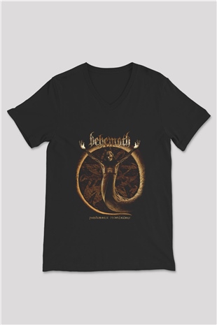 Behemoth Baskılı Unisex Siyah V Yaka Tişört